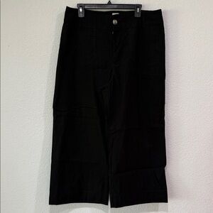 Anthropologie Maeve The Colette Cropped Wide Leg Trousers in Black